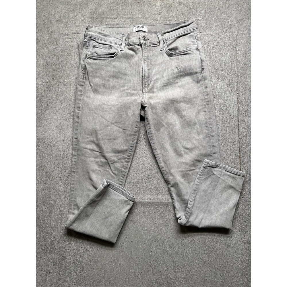 AGOLDE Sophie High Rise Crop Skinny Jeans Women's 30 Gray Organic Cotton Stretch